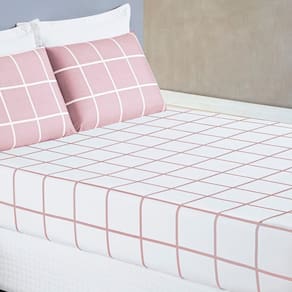 Jogo De Cama Lençol 200 Fios Austin Queen 03 Peças - Rosa