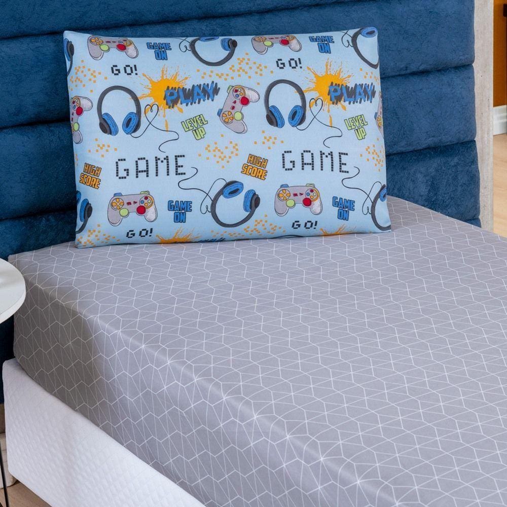 Jogo De Cama Lençol Bouti Infantil Kids Solteiro 02 Peças - Game