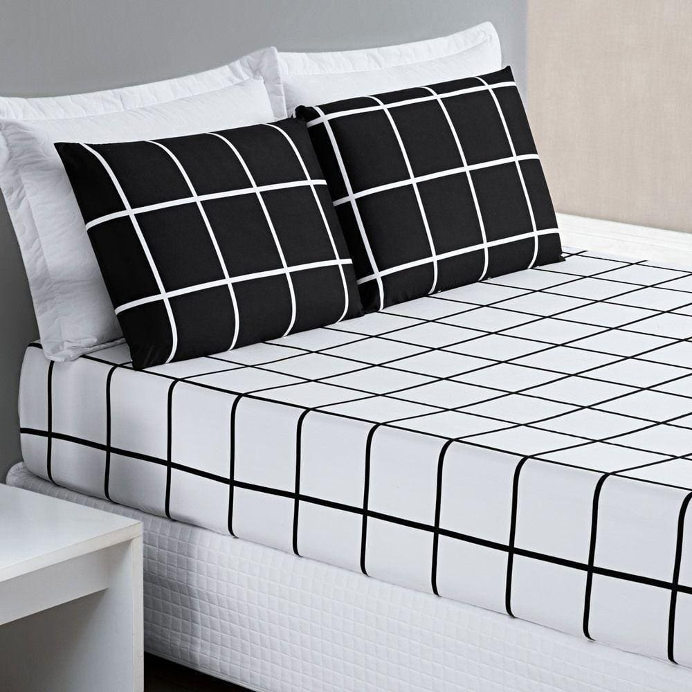 Jogo De Cama Lençol 200 Fios Austin Solteiro 02 Peças - Preto