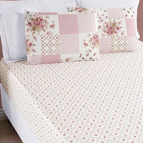 Jogo De Cama Lençol Bouti Estampado Casal Padrão 03 Peças - Rosa Matura