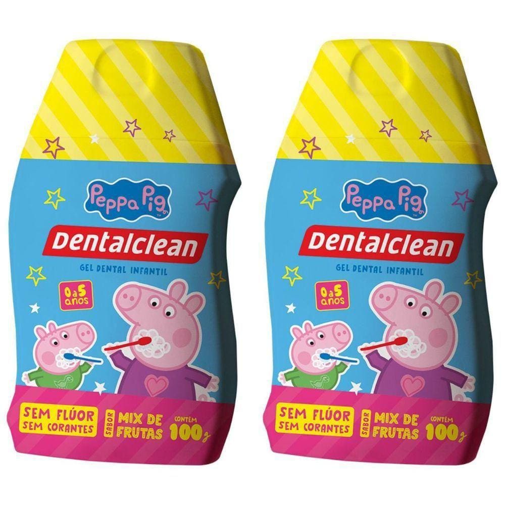 2x Gel Dental Infantil Peppa Pig Sem Fluor 100g -dentalclean
