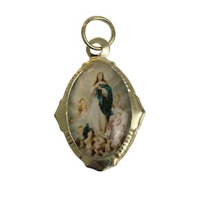 Medalha Chapa Resinada de Nossa Senhora da Imaculada Conceição Dourada (2 unidades)