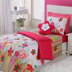 Edredom Estampado Infantil Kids Solteiro 01 Peça - Garden Pink
