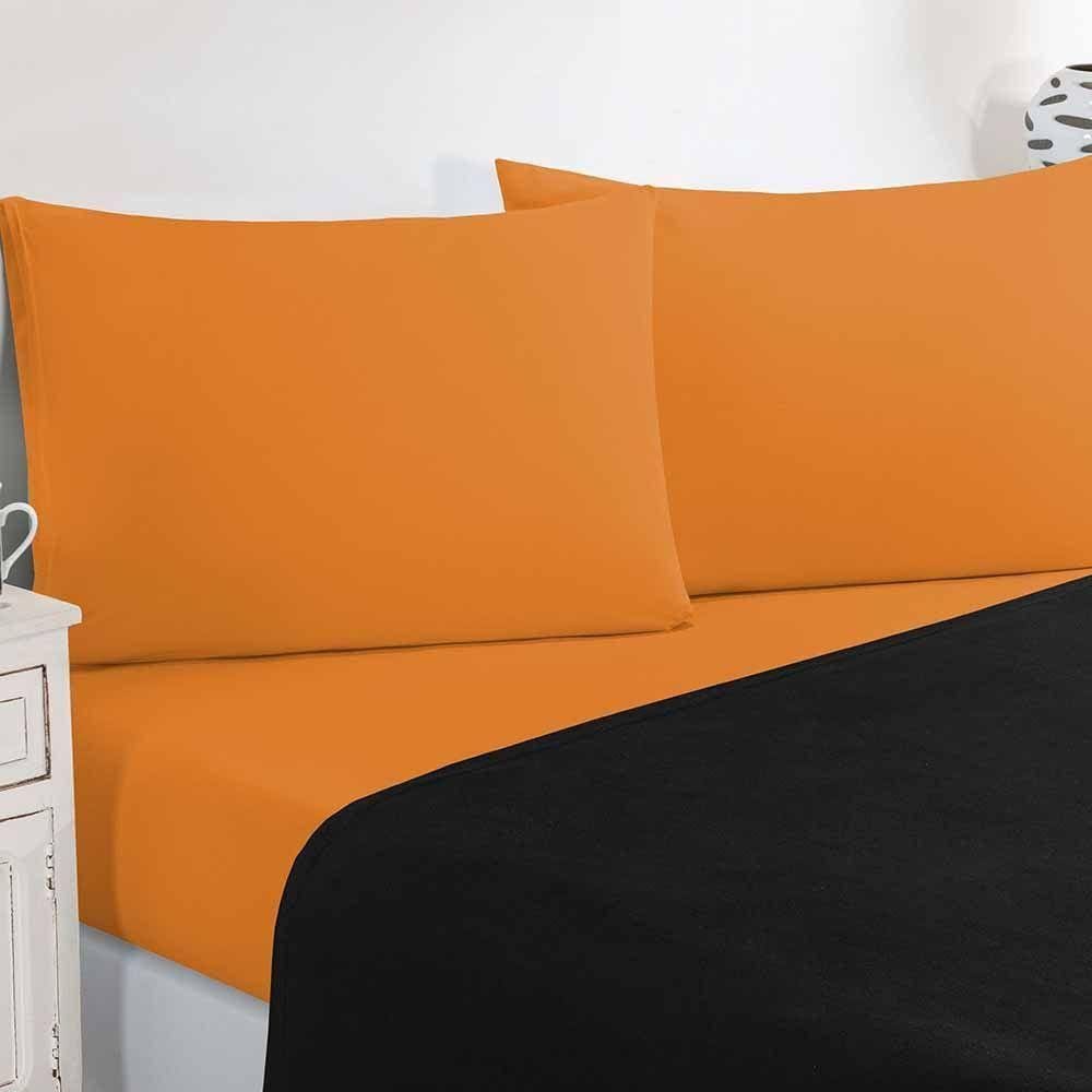 Jogo De Cama Malha Lençol 100% Algodão Gran Moratta 4 Peças Casal - Preto-laranja