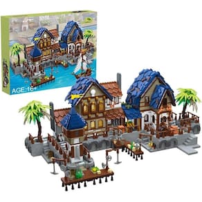 Conjunto de blocos de construção, modelo portuário da Idade Média, Yunyue 2979 unidades