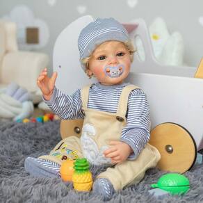 Corpo de silicone realista com cabelo encaracolado enraizado de 22 polegadas Reborn Doll