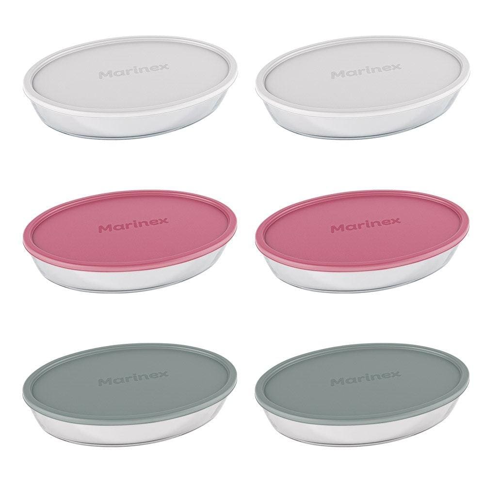 Conjunto de Assadeiras Marinex Oval 2,4 Litros Pequena com Tampa Plástica 6 Peças