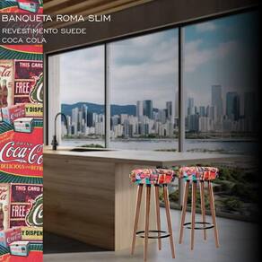 3 Bancos Banquetas Roma Slim Redonda Alta 70cm Retro