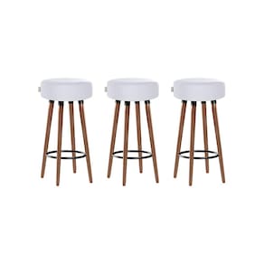 Kit 3 Banquetas Alta Pés Palito Roma Branco 70cm