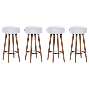 Kit 4 Banquetas Alta Pés Palito Roma Branco 70cm