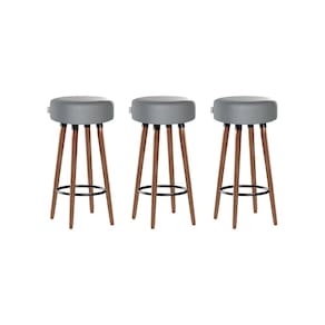 Kit 3 Banquetas Alta Pés Palito Roma Cinza 70cm