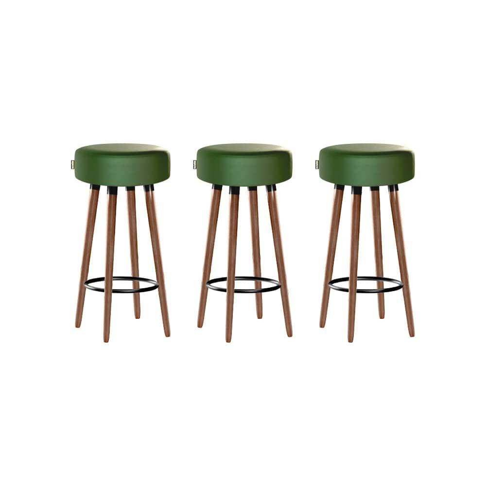 Kit 3 Banquetas Alta Pés Palito Roma Verde 70cm