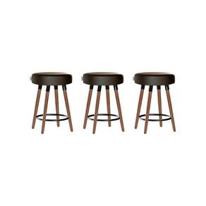 Kit 3 Bancos Moderno Pé Palito Roma Slim Marrom Escuro 50cm