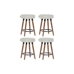 Kit 4 Bancos Moderno Pé Palito Roma Slim Bege Claro 50cm