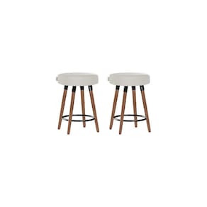 Kit 2 Bancos Moderno Pé Palito Roma Slim Bege Claro 50cm