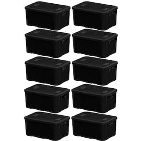 Caixa Organizadora Rattan 5,8 L com 10 Unidades Preto PLASNEW