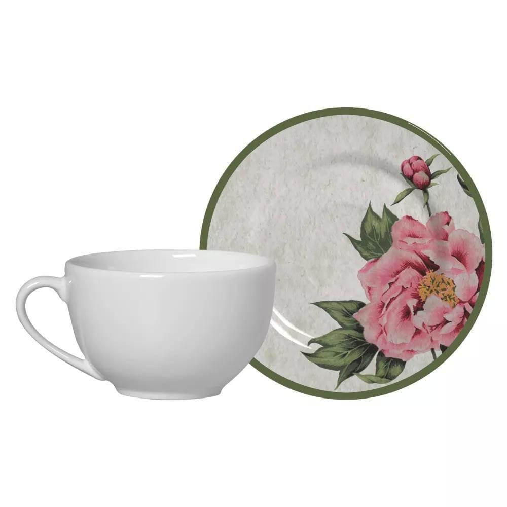 Conjunto com 6 Xícaras de Chá com Pires Peonia 250ml