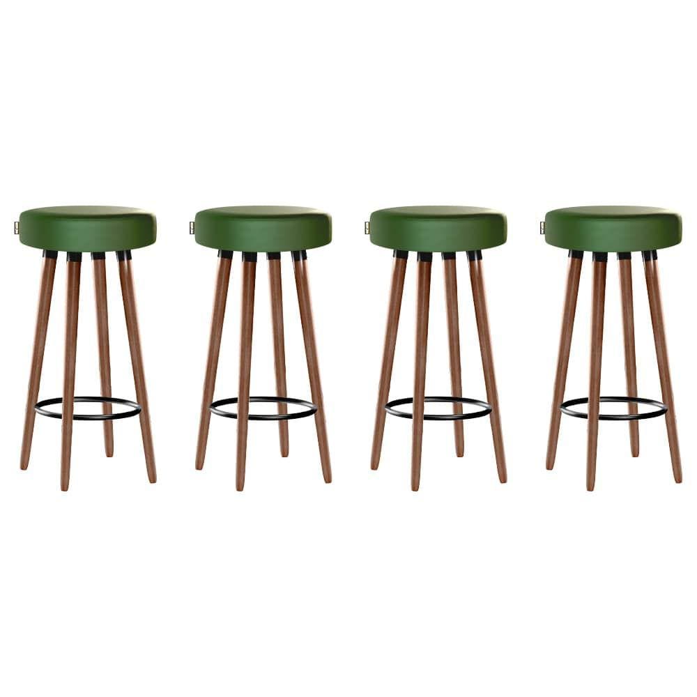 Kit 4 Banquetas Moderna Alta Roma Slim Verde 70cm