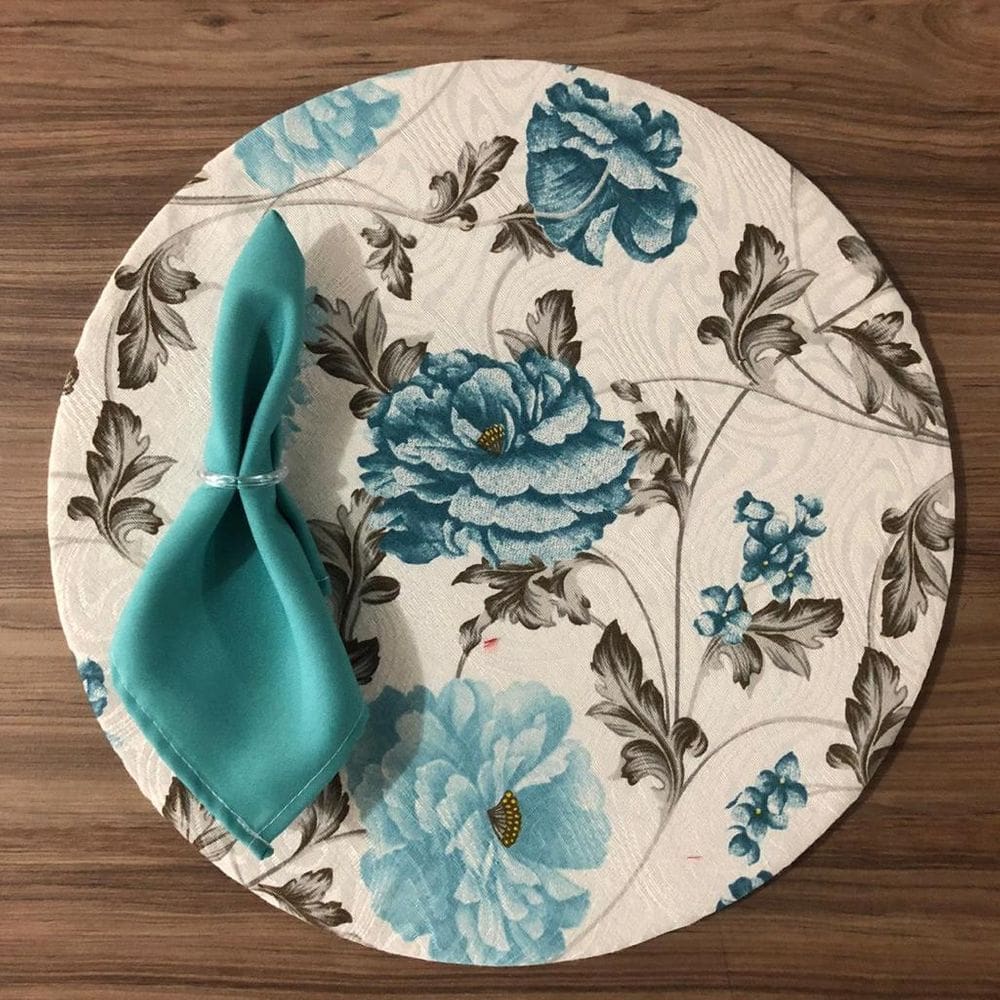 Jogo De Sousplat De Tecido 2 Lugares Completos Azul