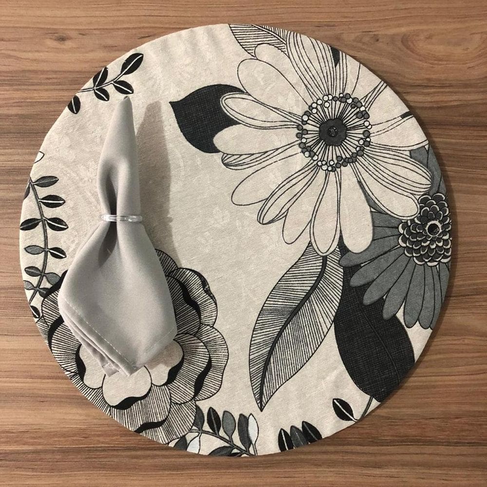 Jogo De Sousplat De Tecido 4 Lugares Completos Cinza