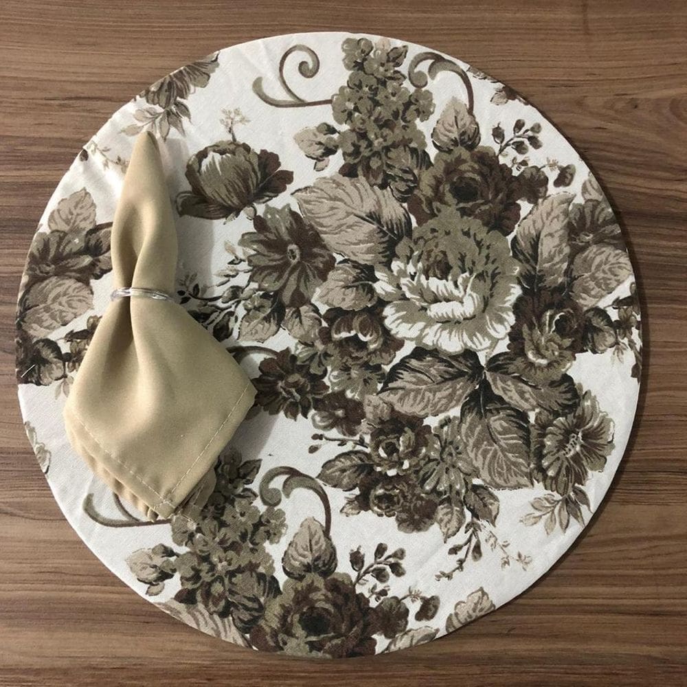 Jogo De Sousplat De Tecido 2 Lugares Completos Caqui