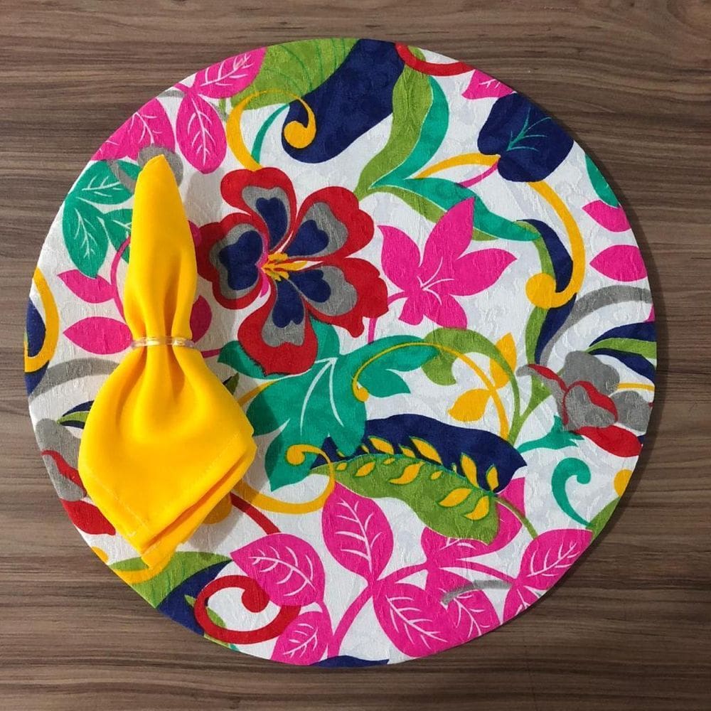 Jogo De Sousplat De Tecido 2 Lugares Completos Amarelo