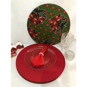 Jogo De Sousplat Natalino 6 Peças Completos Estampa Natal 2