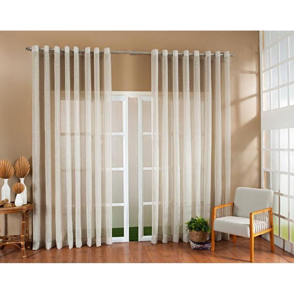 Cortina Luxo Gaze Linho Sem Forro 8,00X2,50 Sala E Quarto