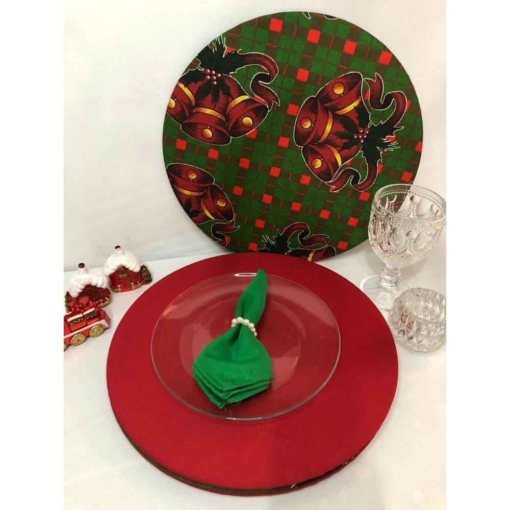 Jogo De Sousplat Natalino 4 Peças Completos Estampa Natal 4
