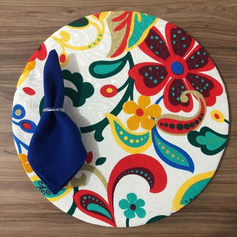 Jogo De Sousplat De Tecido 2 Lugares Completos Azul