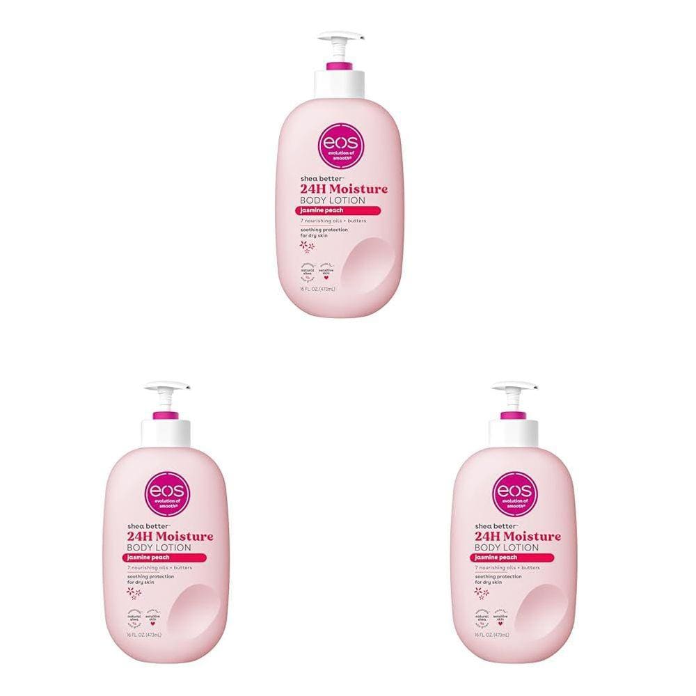 Loção corporal eos Shea Better Jasmine Peach 480 ml (pacote com 3)