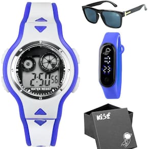 Relogio digital infantil criança led + oculos sol + caixa