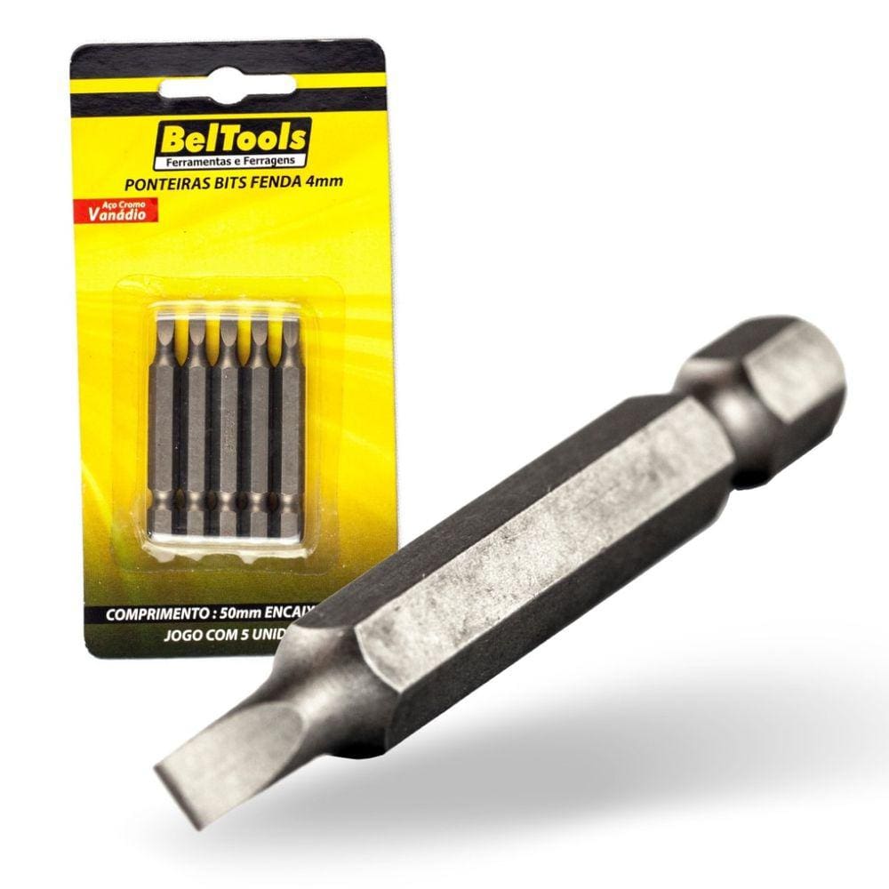 Kit 5 Ponta Bit Fenda CV 50mm x 1/4 x 4,0mm Beltools