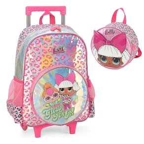Kit Mochila Rodinhas e Lancheira Luxcel Lol Rosa