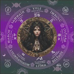 A Legítima Toalha Jogo Cartas Bruxa Wicca 70X70Cm Preta