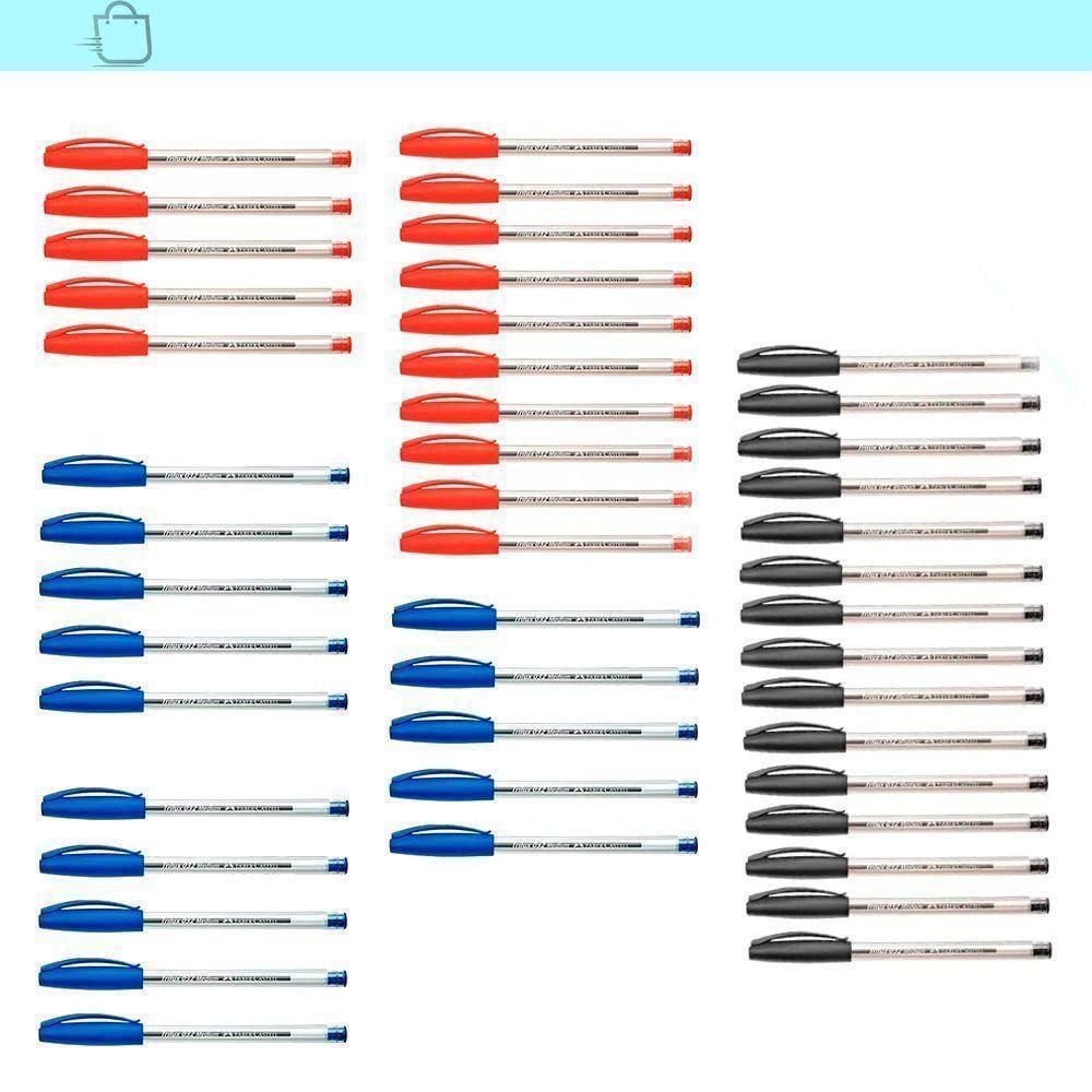 Kit 45 Canetas Azul Vermelha Preta Faber-Castell