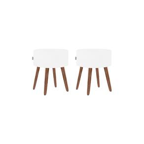 Puff Roma Pés Palito 50cm Branco 2 Unidades