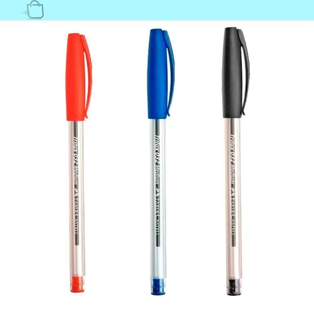 Kit 3 Canetas Faber-Castell Vermelha Azul Preta