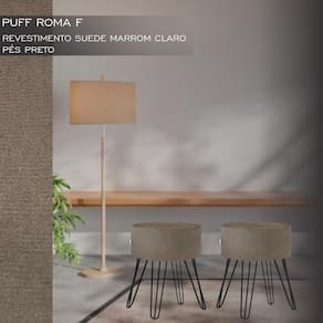 Puff Pé Ferro Decorativo Alto Padrão Marrom Claro 2un