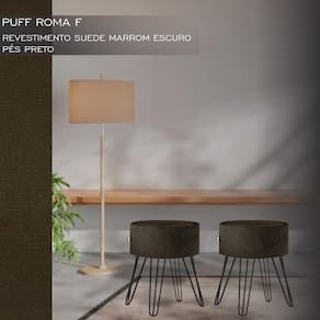 Puff Pé Ferro Decorativo Alto Padrão Marrom Escuro 2un