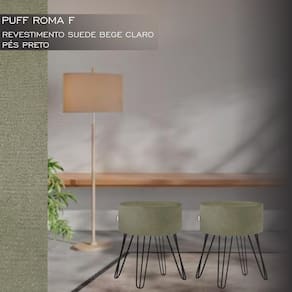 Puff Pé Ferro Decorativo Alto Padrão Bege Claro 2un