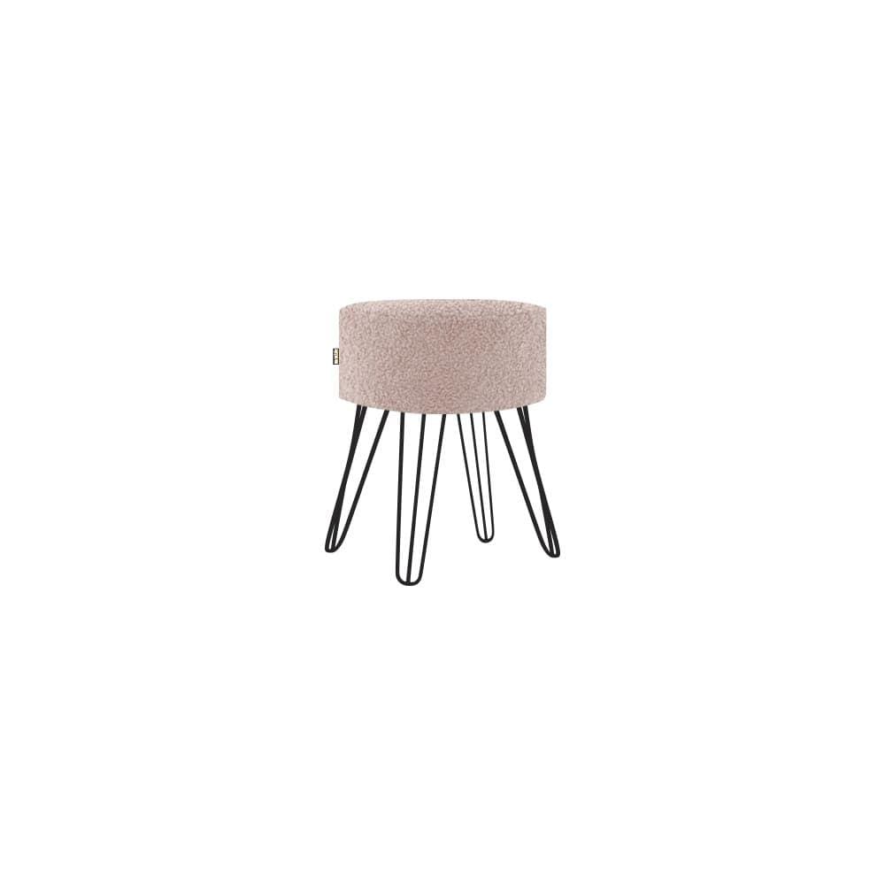 Puff Roma Pés Ferro 50cm Rosê 1 Unidade