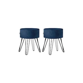 Puff Roma Pés Ferro 50cm Azul Escuro 2 Unidades