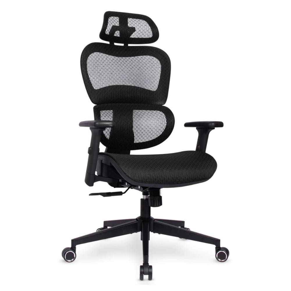 Cadeira de Escritório DT3 Alera Black - Encosto Reclinável 132° - Apoio de Cabeça Ajustável - Preta