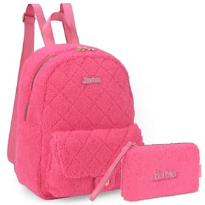 Bolsa Necessaire Carteira de Mão Barbie Rosa Pelúcia Luxcel