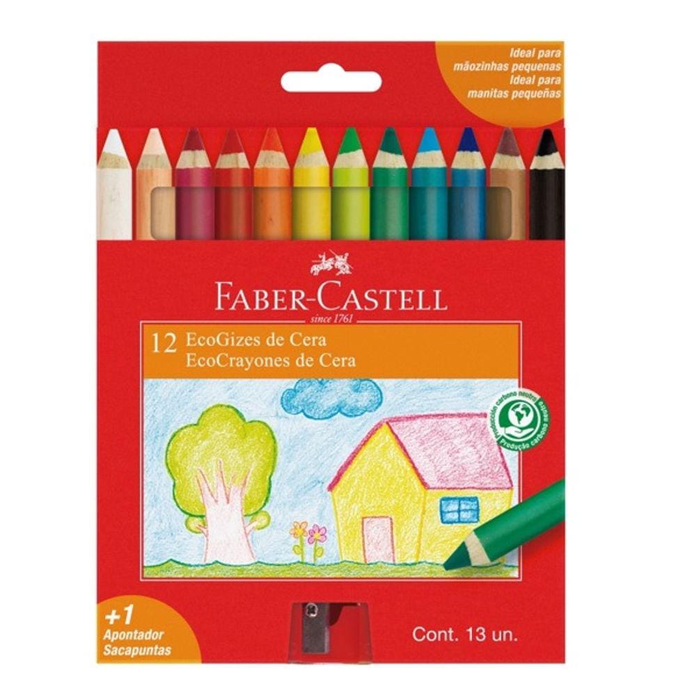 Giz De Cera Ecogizes 12 Cores Faber Castell