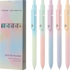 Canetas de gel LINFANC 5 unidades de tinta preta de ponto médio de 0,7 mm Aurora