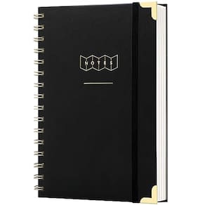 Caderno de capa dura Spiral College Ruled A5 160 páginas preto