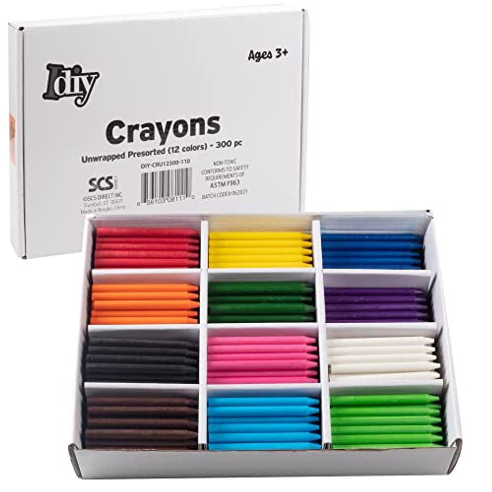 Lápis de cera IDIY Unwrapped Bulk 300 ct (25 cada um de 12 cores)