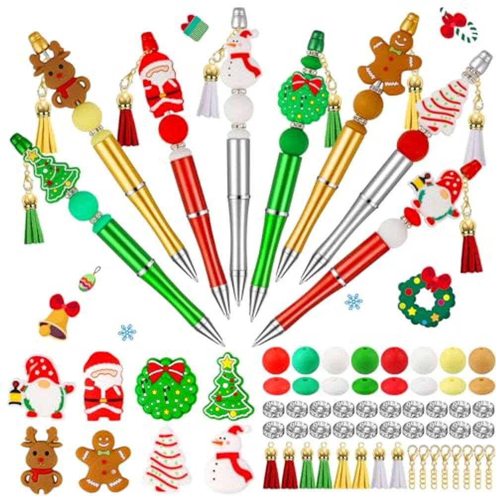 Canetas dobráveis CZWZ Christmas com miçangas de silicone multicoloridas 8P